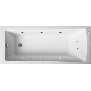 Balterley Square Single Ended Straight Whirlpool Bath with 8 Chrome Jets and Leg Set, 1700 Balterley Square Single Ended Straight Whirlpool Bath with 8 Chrome Jets and Leg Set, 1700