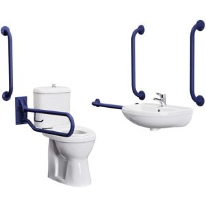 Balterley Pack - Comfort Height Toilet Pan with Cistern & Seat, Wall Mounted Basin + Tap, Balterley Pack - Comfort Height Toilet Pan with Cistern & Seat, Wall Mounted Basin + Tap,