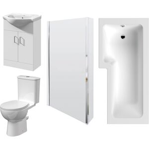 Balterley 1700mm Bathroom Suite - L Shape Shower Bath, Front Panel, Shower Bath Screen, Vanity Basin Unit and Toilet and Seat Balterley 1700mm Bathroom Suite - L Shape Shower Bath, Front Panel, Shower Bath Screen, Vanity Basin Unit and Toilet and Seat