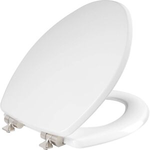 Bemis MAYFAIR 126NISL 000 Benton Toilet Seat with Brushed Nickel Hinges will Bemis MAYFAIR 126NISL 000 Benton Toilet Seat with Brushed Nickel Hinges will
