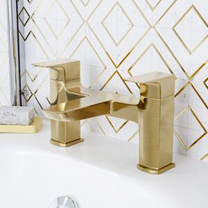 Nes Home Modern Brushed Brass Designer Square Deck Mounted Bath Filler Tap Nes Home Modern Brushed Brass Designer Square Deck Mounted Bath Filler Tap