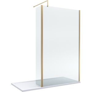 Balterley 8mm Glass Walk In Wetroom Screen and Hinged Return Screen with Brushed Brass Pro Balterley 8mm Glass Walk In Wetroom Screen and Hinged Return Screen with Brushed Brass Pro