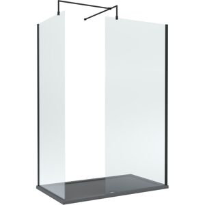 Balterley 8mm Glass Walk In Wetroom Screens with Matt Black Profile and Slate Grey Shower Balterley 8mm Glass Walk In Wetroom Screens with Matt Black Profile and Slate Grey Shower