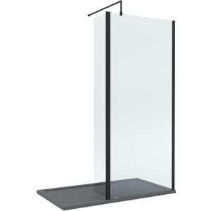 Balterley 8mm Glass Walk In Wetroom Screen and Hinged Return Screen with Matt Black Profil Balterley 8mm Glass Walk In Wetroom Screen and Hinged Return Screen with Matt Black Profil