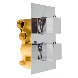 NES Home Temel Modern Square 2 Way Concealed Thermostatic Shower Mixer Valve Chrome NES Home Temel Modern Square 2 Way Concealed Thermostatic Shower Mixer Valve Chrome