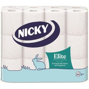 Nicky Elite Scented Toilet Tissue 24 Rolls of White Toilet Paper 3-ply Talc Nicky Elite Scented Toilet Tissue 24 Rolls of White Toilet Paper 3-ply Talc