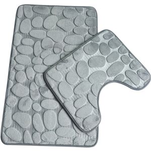 Unbranded (Grey) Bath Pebbles Mat Pedestal Memory Foam Set Non Slip Soft Toliet Bathroom 2 Unbranded (Grey) Bath Pebbles Mat Pedestal Memory Foam Set Non Slip Soft Toliet Bathroom 2