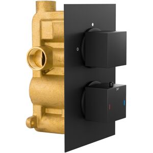 NES Home 2 Dial 1 Outlet Concealed Thermostatic Shower Square Refined Valve - Matte Black NES Home 2 Dial 1 Outlet Concealed Thermostatic Shower Square Refined Valve - Matte Black