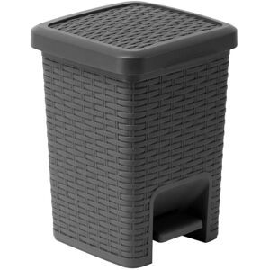 Addis 518144 Rattan Effect Square Bathroom Pedal Waste Trash Bin, 6 Litre, Charc Addis 518144 Rattan Effect Square Bathroom Pedal Waste Trash Bin, 6 Litre, Charc
