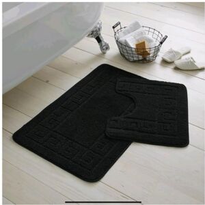 Unbranded (Black) 2 Piece Soft Greek Style Memory Foam Bath Mat Pedestal Set Non-slip Bath Unbranded (Black) 2 Piece Soft Greek Style Memory Foam Bath Mat Pedestal Set Non-slip Bath