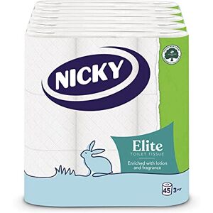 Nicky Elite Embossed White Bathroom Toilet 3 Ply Tissue 45 Rolls(9 Per Pack Case Nicky Elite Embossed White Bathroom Toilet 3 Ply Tissue 45 Rolls(9 Per Pack Case