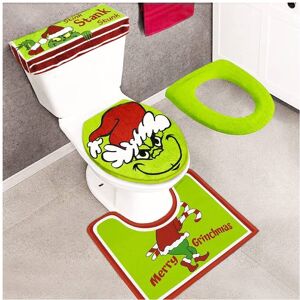 Unbranded Bathroom 4pcs Toilet Christmas Grinch Decor Sets Seat Collar Cover Non Mat Slip Unbranded Bathroom 4pcs Toilet Christmas Grinch Decor Sets Seat Collar Cover Non Mat Slip