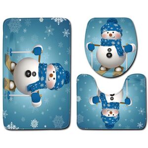 Unbranded (Blue-3pcs-50x80cm) Christmas 4pcs Shower Curtain Toilet Cushion Set Cover Mat P Unbranded (Blue-3pcs-50x80cm) Christmas 4pcs Shower Curtain Toilet Cushion Set Cover Mat P