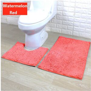 Unbranded (Watermelon Red) 2 Bath Piece Mat Set Non Slip Toilet Pedestal Soft Foam Chenill Unbranded (Watermelon Red) 2 Bath Piece Mat Set Non Slip Toilet Pedestal Soft Foam Chenill