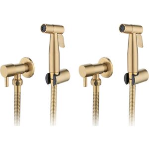 Spactz 2X Bathroom Toilet Bidet Tap Kit Brushed Gold Wall Mounted Bidet Sprayer Shower Spactz 2X Bathroom Toilet Bidet Tap Kit Brushed Gold Wall Mounted Bidet Sprayer Shower