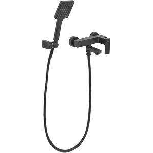 Beliani Wall Mounted Bath Shower Mixer Tap BALNEARIO Black Beliani Wall Mounted Bath Shower Mixer Tap BALNEARIO Black