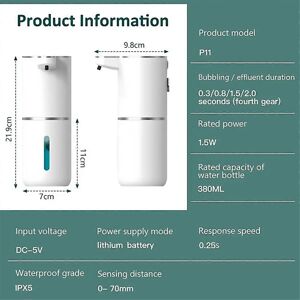 Unbranded For 380ml Automatic Foam Soap Dispenser With Usb Charging Unbranded For 380ml Automatic Foam Soap Dispenser With Usb Charging