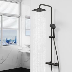 AICA Modern Square Matte Black Exposed Thermostatic Mixer Shower Set With Easy Fittin AICA Modern Square Matte Black Exposed Thermostatic Mixer Shower Set With Easy Fittin