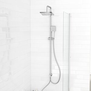 Nes Home Exposed Sqaure Shower Mixer Handset & Riser Rail Kit Chrome Nes Home Exposed Sqaure Shower Mixer Handset & Riser Rail Kit Chrome
