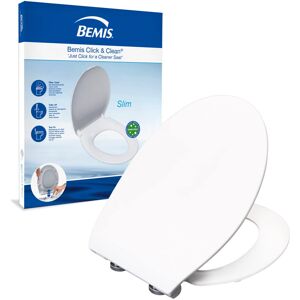 Bemis Slim D-Shape Soft Close Toilet Seat - Universal White Duroplast Seat with Quick Bemis Slim D-Shape Soft Close Toilet Seat - Universal White Duroplast Seat with Quick