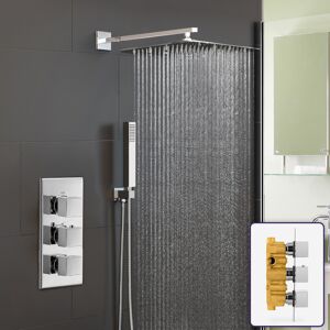 NES Home Orta Square Concealed Thermostatic Mixer Valve Hand Held 300mm Shower Head Set NES Home Orta Square Concealed Thermostatic Mixer Valve Hand Held 300mm Shower Head Set