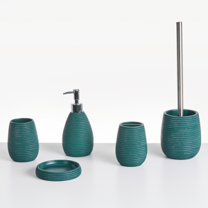 Beliani 5-Piece Bathroom Accessories Set QUILCA Teal Beliani 5-Piece Bathroom Accessories Set QUILCA Teal