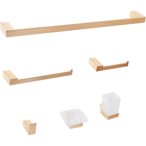 Beliani Tumaco Bathroom Hardware Set - Modern Gold Bathroom Accessories Beliani Tumaco Bathroom Hardware Set - Modern Gold Bathroom Accessories