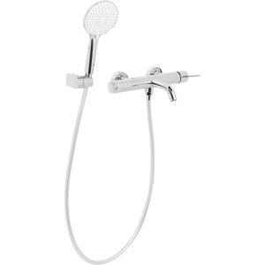 Beliani Wall Mounted Bath Shower Mixer Tap MELIQUINA Silver Beliani Wall Mounted Bath Shower Mixer Tap MELIQUINA Silver