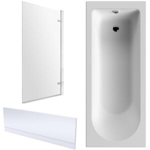 Balterley Round Single Ended 1700x750 Shower Bath Set - Front Panel, Hinged Screen - Chrom Balterley Round Single Ended 1700x750 Shower Bath Set - Front Panel, Hinged Screen - Chrom