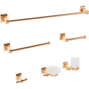 Beliani 6-Piece Bathroom Hardware Set TALARA with Towel Bars and Hooks Gold Beliani 6-Piece Bathroom Hardware Set TALARA with Towel Bars and Hooks Gold