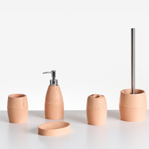 Beliani 5-Piece Bathroom Accessories Set YARAPA Orange Beliani 5-Piece Bathroom Accessories Set YARAPA Orange