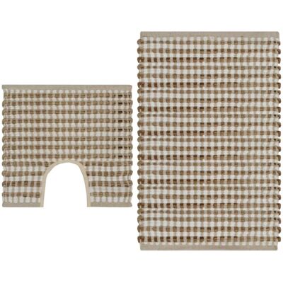 vidaXL Hand Woven Bath Mat Set - Bath Mat, Toilet Mat - Bath Mat Set vidaXL Hand Woven Bath Mat Set - Bath Mat, Toilet Mat - Bath Mat Set