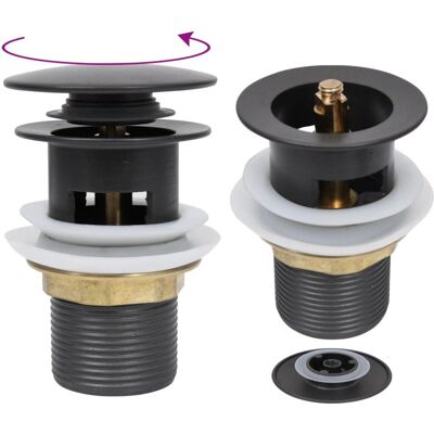 vidaXL Push Drain - Grey Bathroom Sink Overflow Valve vidaXL Push Drain - Grey Bathroom Sink Overflow Valve