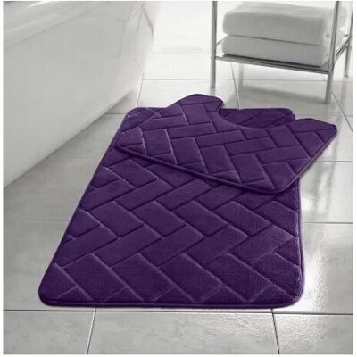 Kampala Hill - Blocks - Purple - Memory Foam - Bath Mat Set Kampala Hill - Blocks - Purple - Memory Foam - Bath Mat Set
