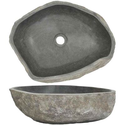vidaXL Bathroom Sink Oval River Stone 45-53cm - Natural Stone vidaXL Bathroom Sink Oval River Stone 45-53cm - Natural Stone