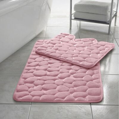 Kampala Hill - Pebbles - Pink - Memory Foam - Bath Mat Set Kampala Hill - Pebbles - Pink - Memory Foam - Bath Mat Set
