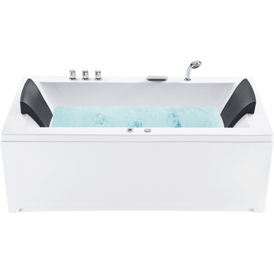 Beliani Bath White Acrylic 183 x 90 cm Left Hand Whirlpool - Bathtub Beliani Bath White Acrylic 183 x 90 cm Left Hand Whirlpool - Bathtub