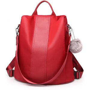 Miss Lulu (Burgundy) Women Anti-theft Backpacks Girls Fur Ball School Bags Waterproof Dayp Miss Lulu (Burgundy) Women Anti-theft Backpacks Girls Fur Ball School Bags Waterproof Dayp
