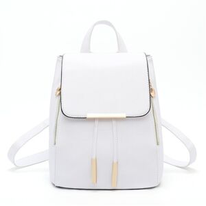 Unbranded (White) Casual Double Zipper Iron Edge Drawstring Flap PU Backpack Fashion Femal Unbranded (White) Casual Double Zipper Iron Edge Drawstring Flap PU Backpack Fashion Femal