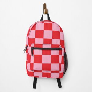 Famgem Backpack Checkered Pink and Red School Bag Travel 15" Famgem Backpack Checkered Pink and Red School Bag Travel 15"