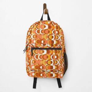 Famgem Backpack Retro orange 70's School Bag Travel 15" Famgem Backpack Retro orange 70's School Bag Travel 15"