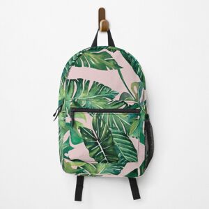 Famgem Backpack Jungle Leaves, Banana, Monstera Pink School Bag Travel 15" Famgem Backpack Jungle Leaves, Banana, Monstera Pink School Bag Travel 15"