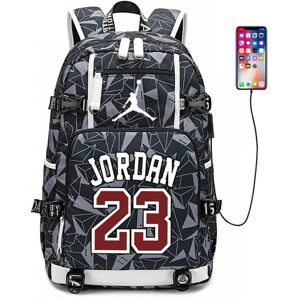 Unbranded (Grey) Basketball Player Jordan Logo Backpack USB Taptop Ruckpack Kid Student Sc Unbranded (Grey) Basketball Player Jordan Logo Backpack USB Taptop Ruckpack Kid Student Sc