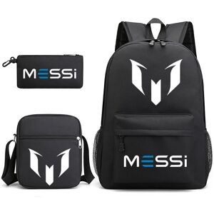 Unbranded (Black) 3pcs Sets Messi Backpack Students Capacity School Bags Backpack+Cross ba Unbranded (Black) 3pcs Sets Messi Backpack Students Capacity School Bags Backpack+Cross ba