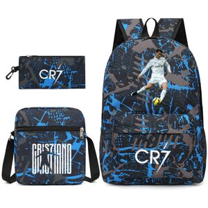 Unbranded (Flower Blue 2) 3 pieces Football Ronaldo No.7 Backpack 3D Printe Teens Shoulder Unbranded (Flower Blue 2) 3 pieces Football Ronaldo No.7 Backpack 3D Printe Teens Shoulder