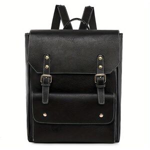 Unbranded Classic Style Flap Backpack Solid Top Handle Daypack PU Leather School Bag Unbranded Classic Style Flap Backpack Solid Top Handle Daypack PU Leather School Bag