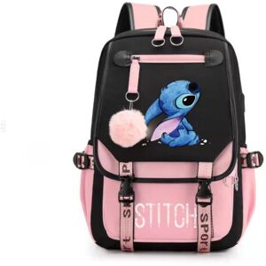 guorange (Pink) Stitch Students Backpack Boys Girls Outdoor Cartoon Daypack With USB Char guorange (Pink) Stitch Students Backpack Boys Girls Outdoor Cartoon Daypack With USB Char
