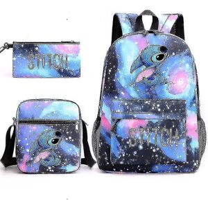 Unbranded (Starry blue) Lilo Stitch Backpack Three-piece Set School Bag Kids For Boy Girl Unbranded (Starry blue) Lilo Stitch Backpack Three-piece Set School Bag Kids For Boy Girl