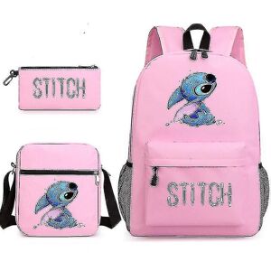 Unbranded (Pink) Lilo Stitch Backpack Three-piece Set School Bag Kids For Boy Girl Gift_y Unbranded (Pink) Lilo Stitch Backpack Three-piece Set School Bag Kids For Boy Girl Gift_y