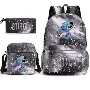 Unbranded (Starry grey) Lilo Stitch Backpack Three-piece Set School Bag Kids For Boy Girl Unbranded (Starry grey) Lilo Stitch Backpack Three-piece Set School Bag Kids For Boy Girl